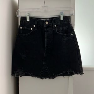 AGOLDE black distressed mini denim skirt
